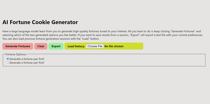 A simple UI for selecting the best fortune cookies
